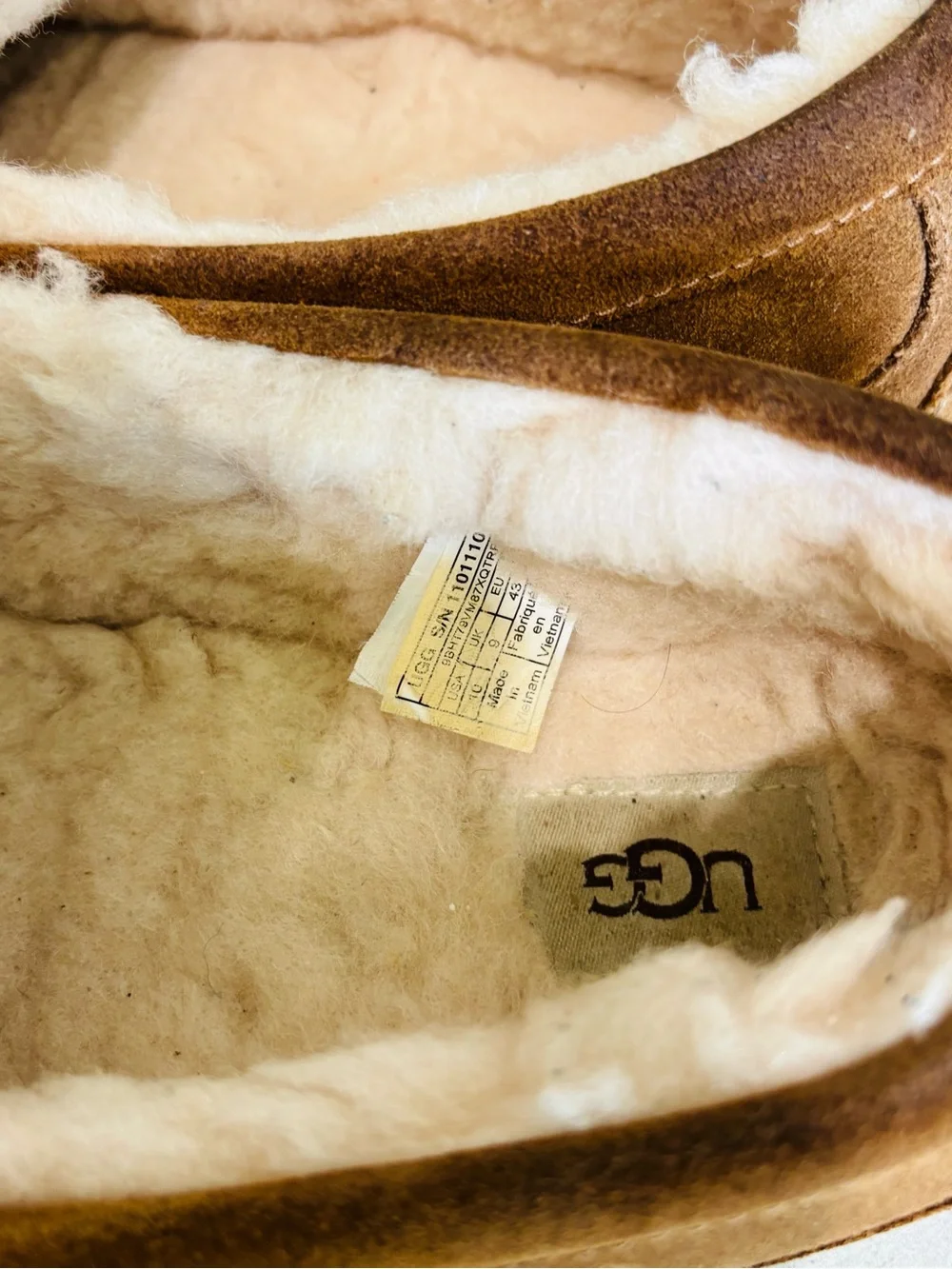 UGG Men's Chestnut Brown Suede Shearling-Lined Slip-Ons